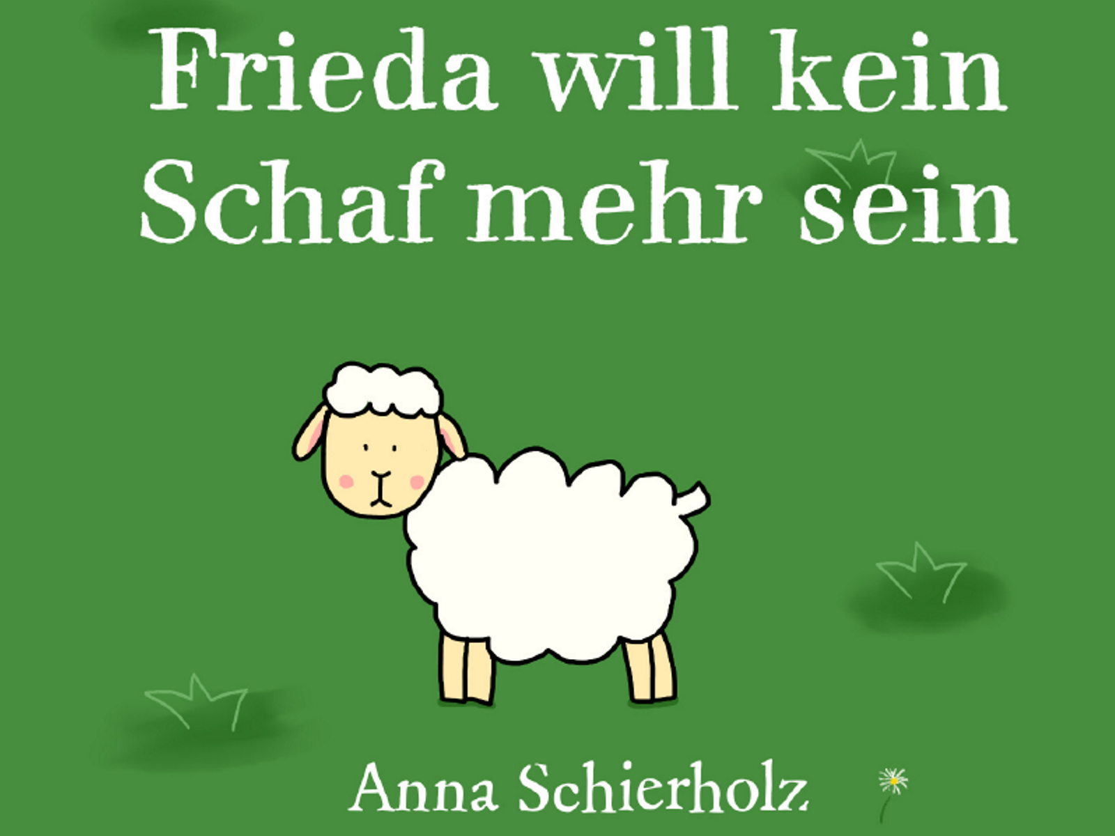 unglückliches Schaf steht auf einer Wiese